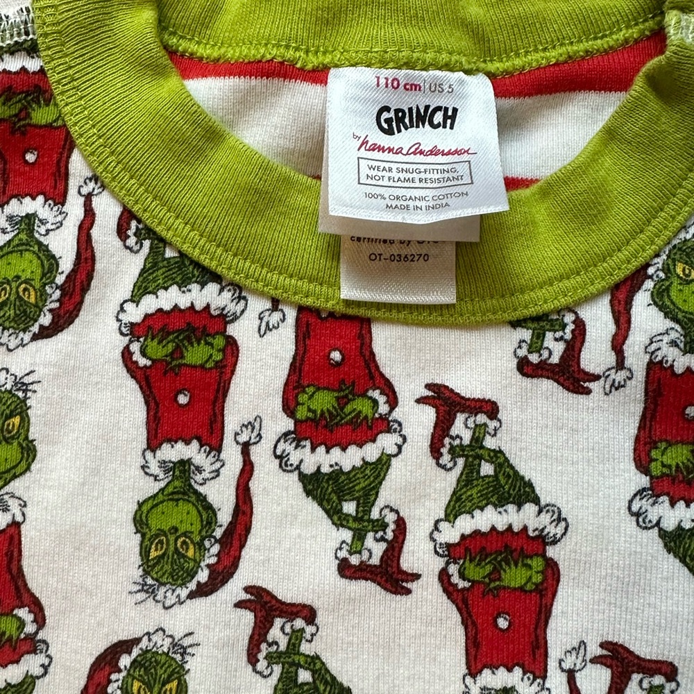 Hanna Anderson grinch size 5 pjs